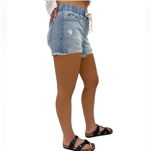 REWASH Juniors Super High Rise Boyfriend Pull-On Denim Shorts Tie waist Small - Picture 3 of 9